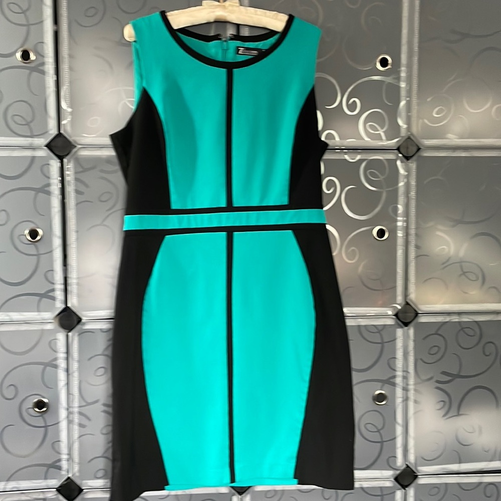 New York & Company, 7th Avenue Suiting Collection Teal & Black Dress, Size 12
